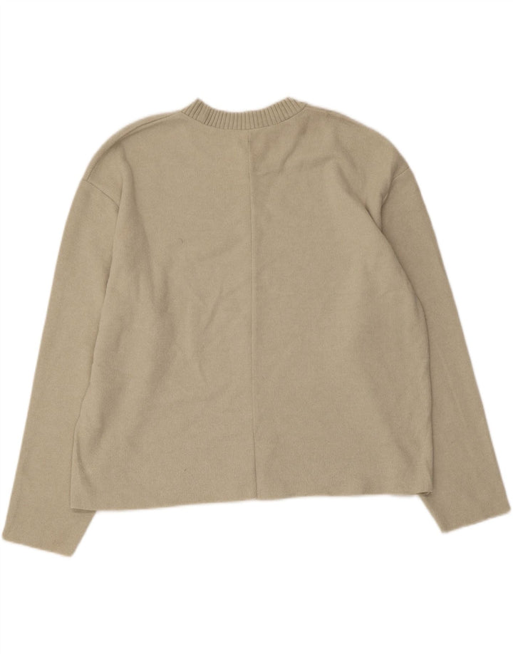 Suéter feminino Zara com gola canoa e gola redonda, poliéster bege médio 14