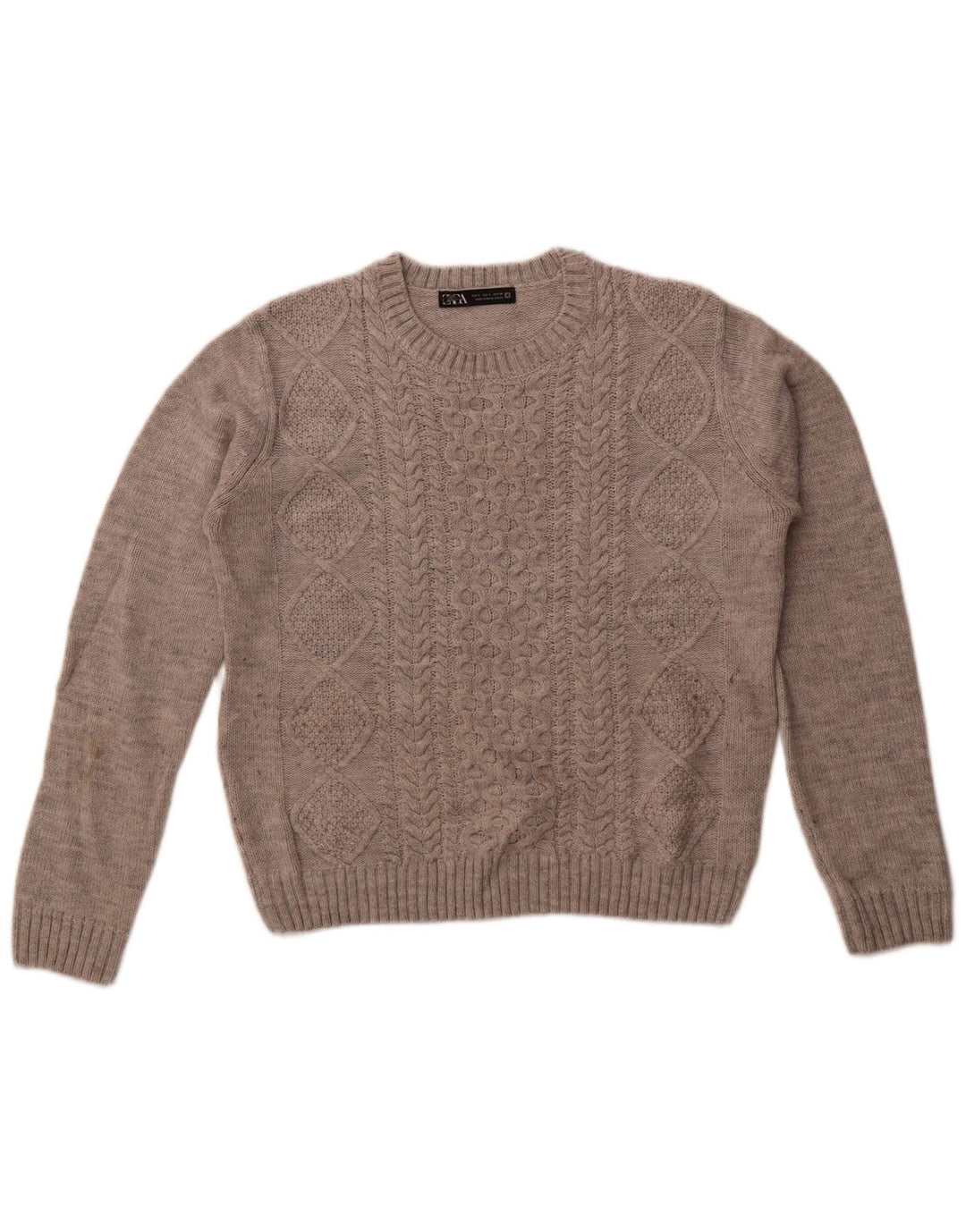 Zara Suéter feminino oversized com gola redonda Reino Unido 10 pequeno cinza acrílico