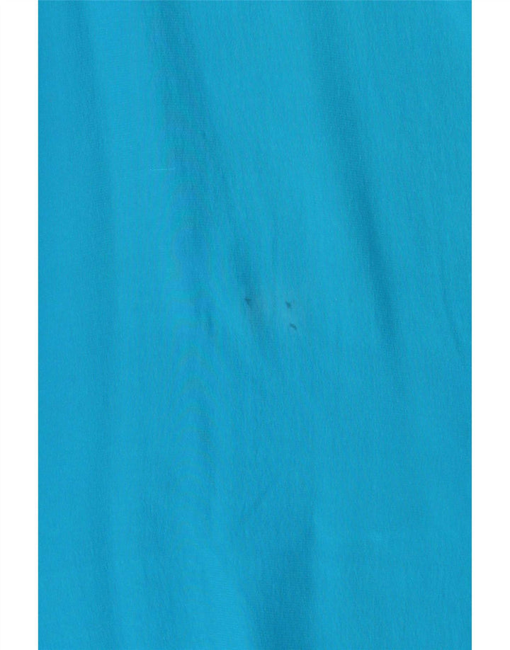 Blusa feminina vintage sem mangas, top UK 14 seda azul médio