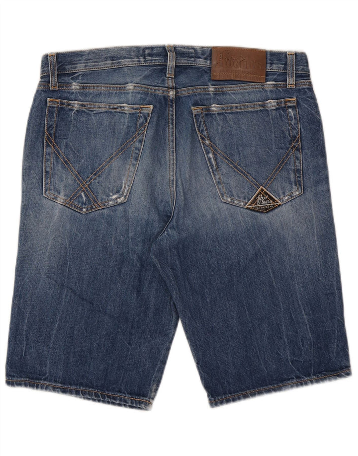 Shorts jeans masculino Roy Rogers desgastado W33 algodão azul médio