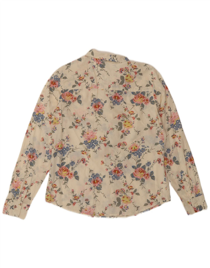 Camisa Benetton Feminina UK 10 Pequena Off White Floral