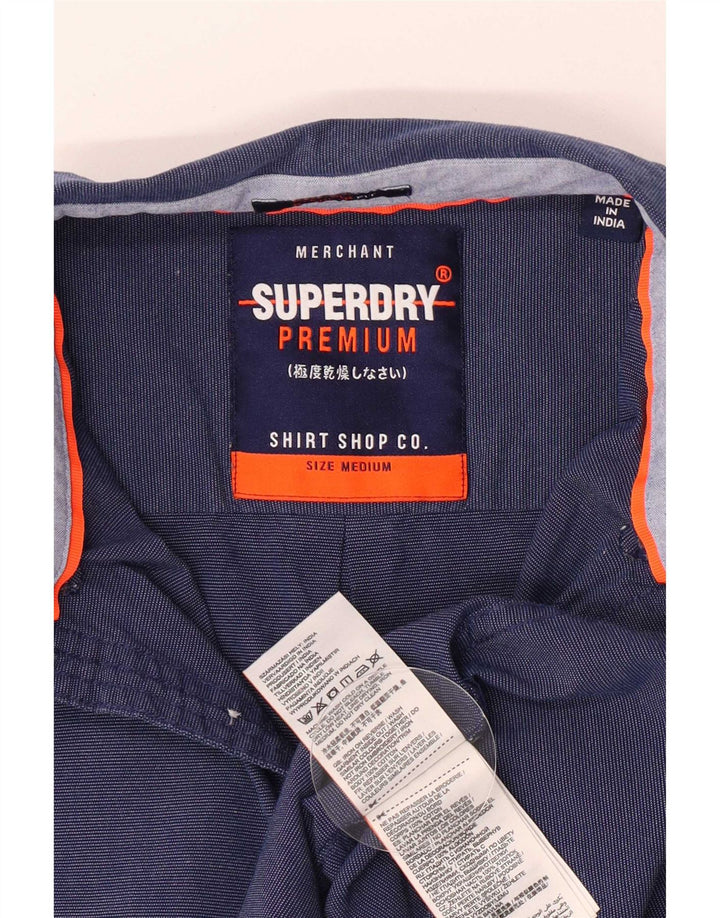 Camisa masculina Superdry manga curta azul médio algodão