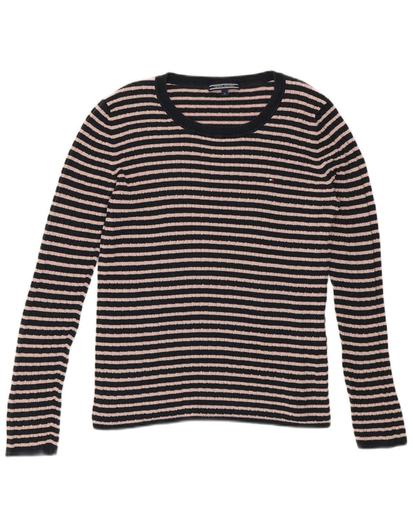 Top feminino TOMMY HILFIGER manga comprida UK 14 médio azul marinho formal