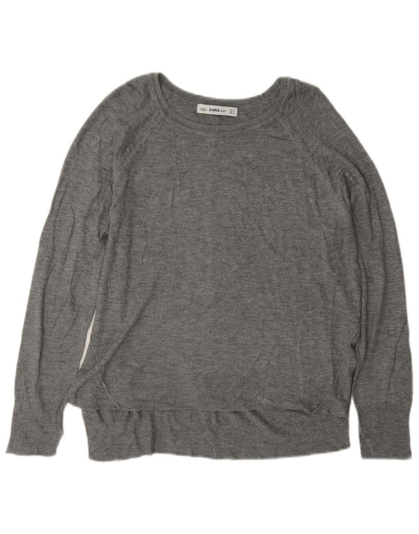 Zara Womens Boat Neck Jumper Sweater UK 10 Small Grey Viscose