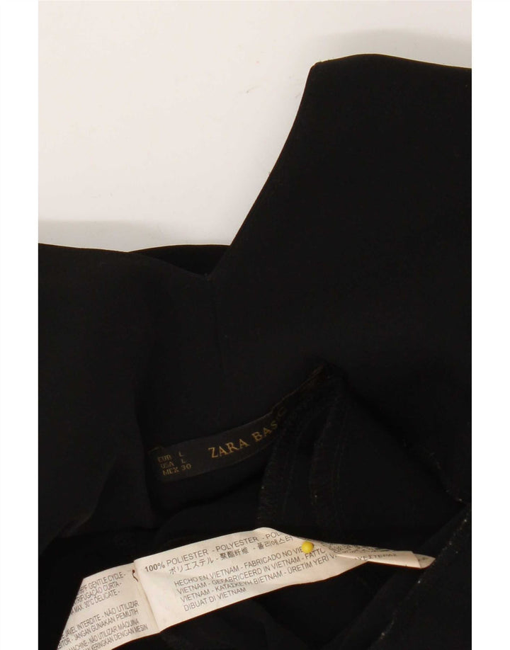 Macacão feminino sem mangas Zara UK 14 grande poliéster preto
