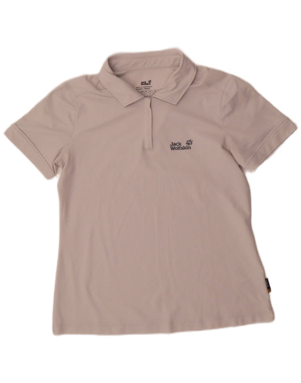 Camisa polo feminina Jack Wolfskin Reino Unido 16 grande poliéster cinza