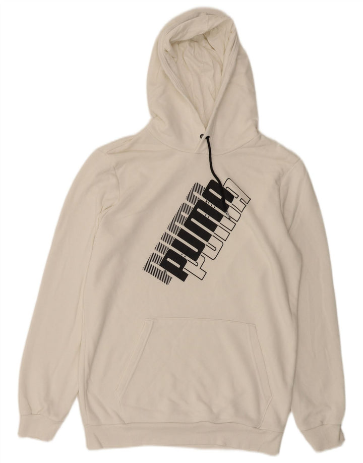 Puma Mens Graphic Hoodie Jumper Médio Branco