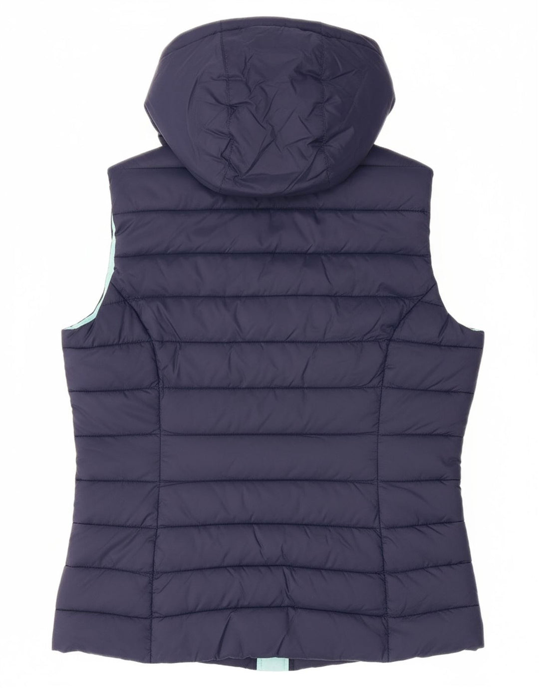 Colete acolchoado com capuz feminino SUPERDRY UK 14 nylon azul marinho médio