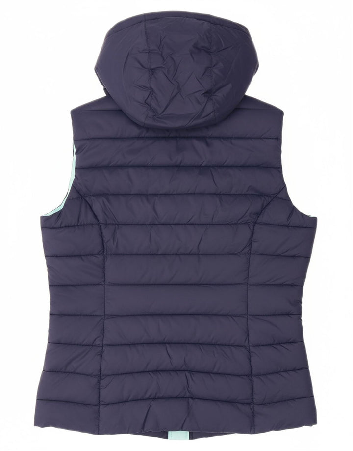 Colete acolchoado com capuz feminino SUPERDRY UK 14 nylon azul marinho médio