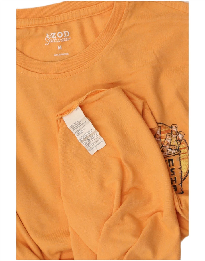 Top gráfico masculino IZOD água salgada manga comprida algodão laranja médio