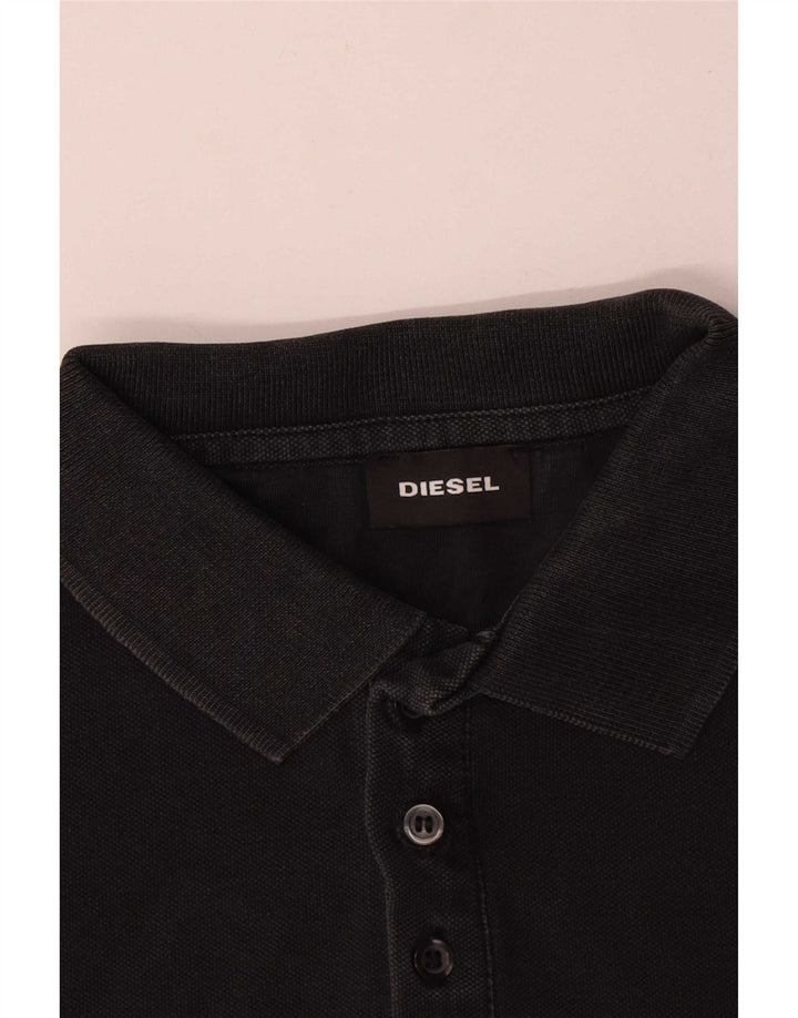 Camisa polo masculina diesel pequena de algodão preto
