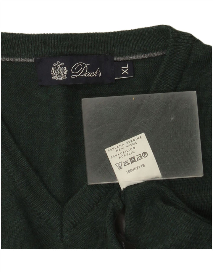Suéter masculino Dack com decote em V XL lã verde