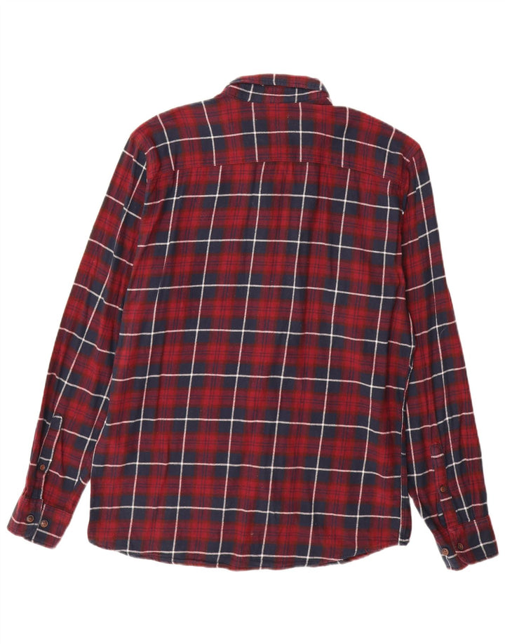 Camisa masculina de flanela JACK & JONES grande algodão xadrez cor de vinho