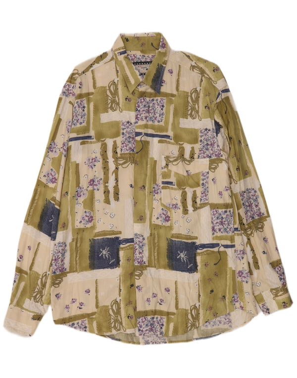 Camisa masculina Azzurra grande rayon verde patchwork