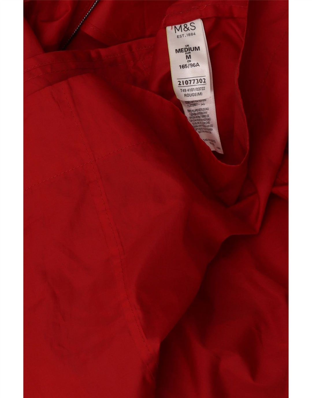 Capa de chuva feminina com capuz Marks & Spencer UK 14 poliéster vermelho médio