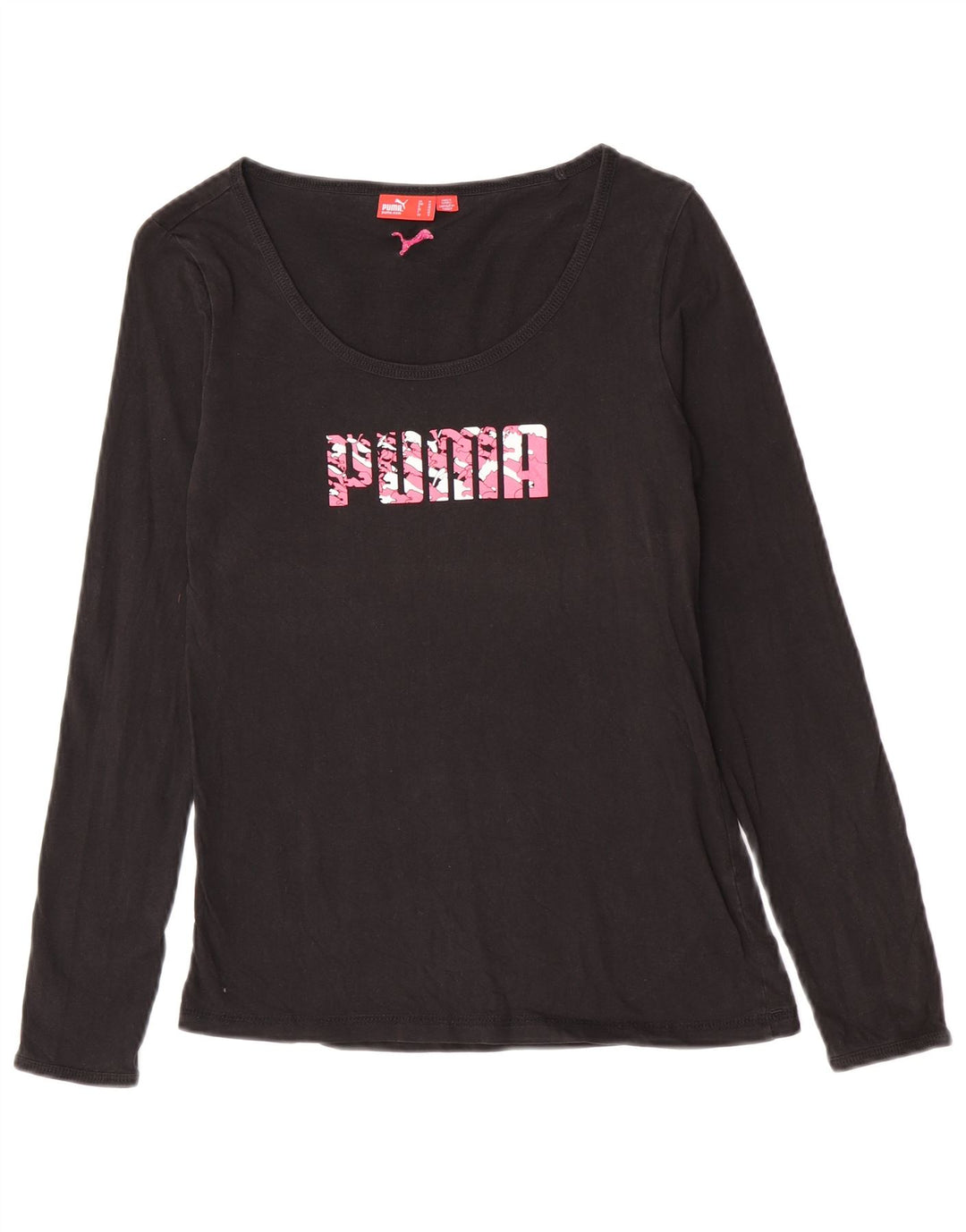 Puma Mulher Graphic Top Manga Longa UK 12 Médio Preto