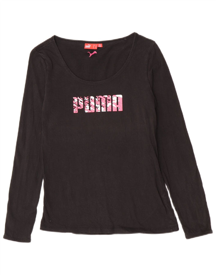 Puma Mulher Graphic Top Manga Longa UK 12 Médio Preto