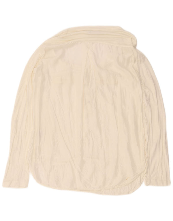 Trussardi Jeans Top feminino manga comprida UK 16 grande off white viscose