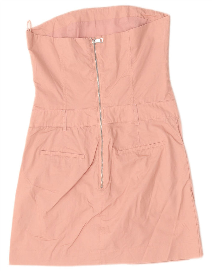 ZARA Mini vestido sem alças feminino UK 6 XS algodão rosa