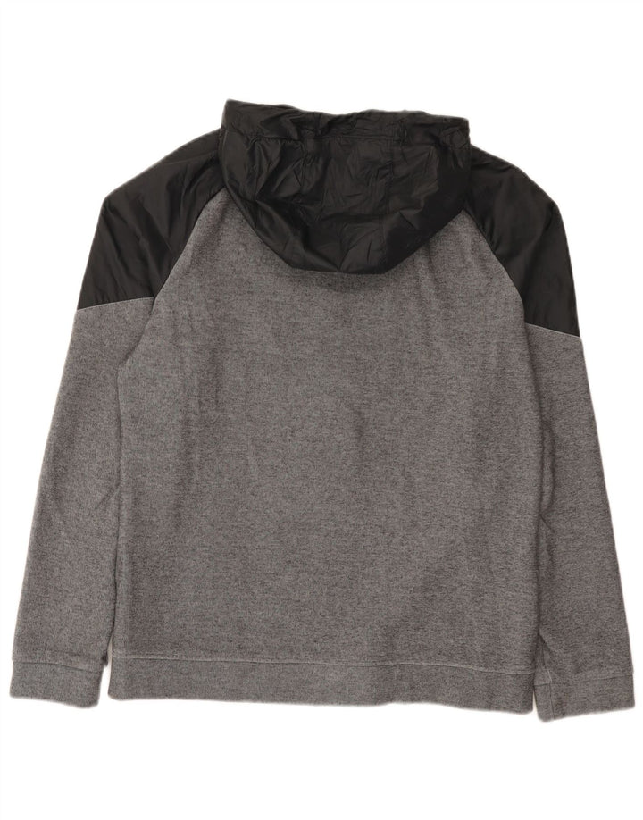 Suéter masculino Nike com capuz e zíper cinza médio algodão colorblock