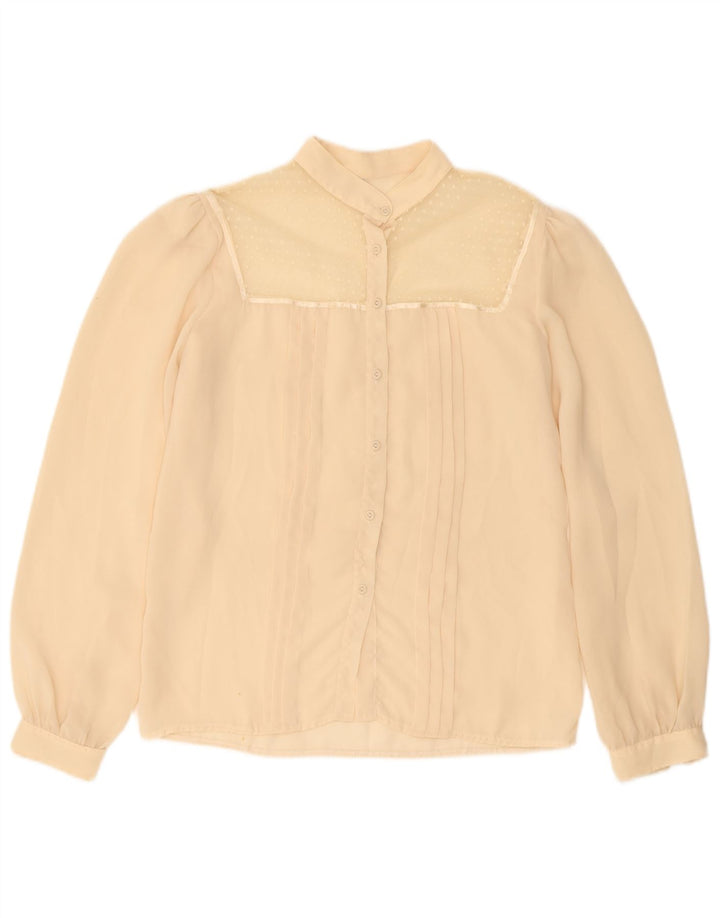 Blusa feminina vintage UK 12 médio off white manchado