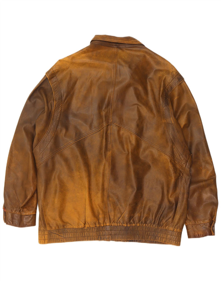 Jaqueta de couro masculina Mimosa Reino Unido 42 grande couro marrom