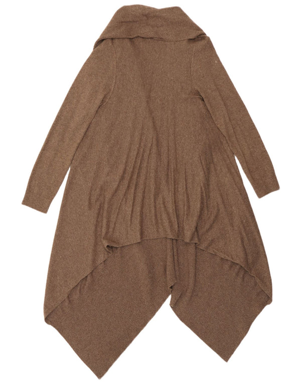 Suéter cardigã assimétrico feminino Marks & Spencer Reino Unido 12/14 marrom médio