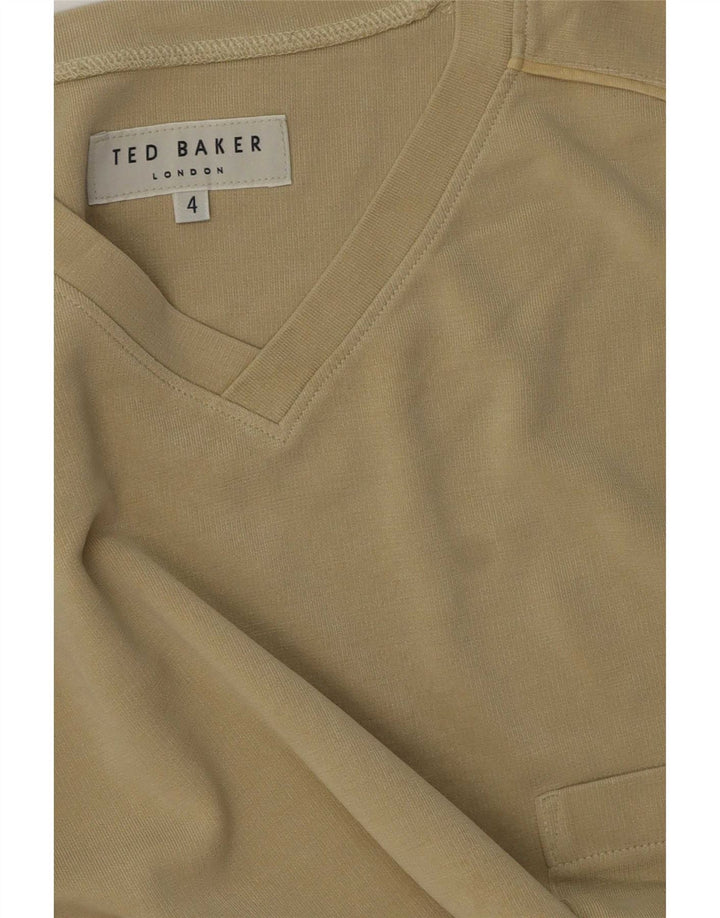 Camiseta masculina Ted Baker tamanho superior 4 grande algodão cáqui