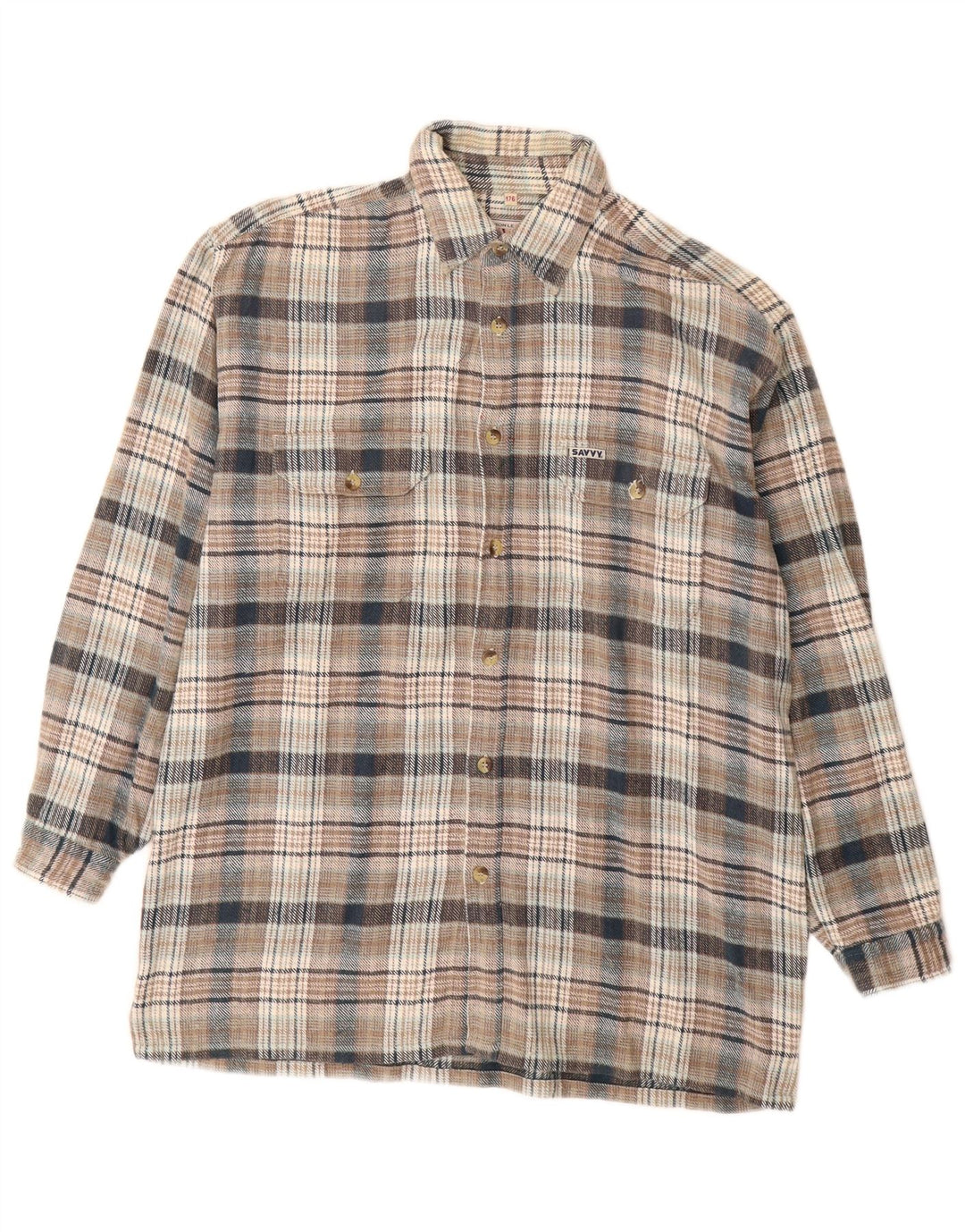 Camisa masculina de flanela SAVVY algodão xadrez cinza médio