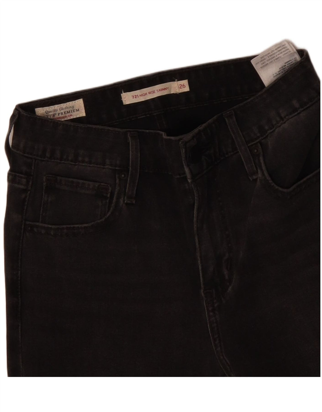 Calça jeans feminina LEVI'S 721 cintura alta skinny W26 L30 algodão cinza