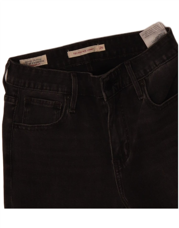Calça jeans feminina LEVI'S 721 cintura alta skinny W26 L30 algodão cinza