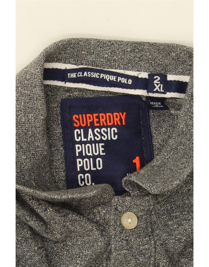 Camisa polo masculina Superdry 2XL algodão manchado cinza