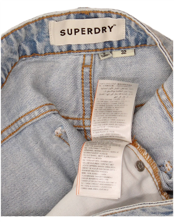 Shorts jeans feminino Superdry W32 grande algodão azul