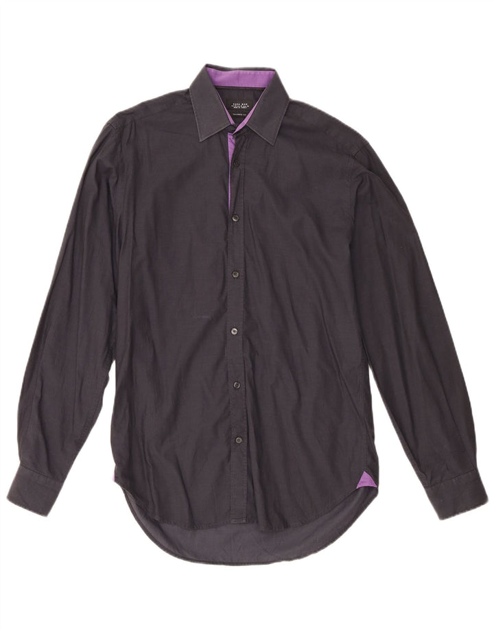 Camisa masculina Zara Tailored Fit EU 38 Médio Azul Marinho