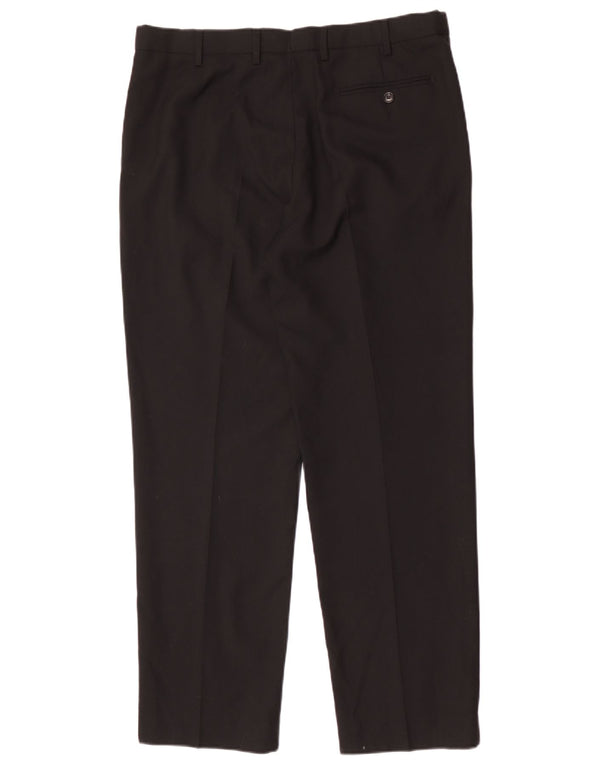 Calça masculina de ajuste regular Marks & Spencer W36 L31 lã preta