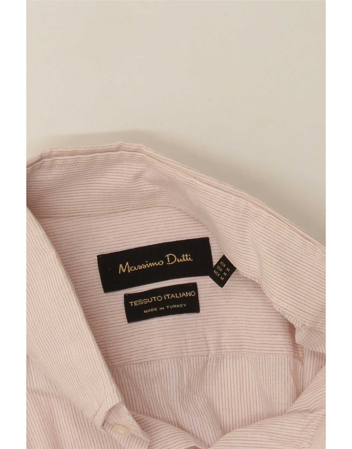 Camisa masculina Massimo Dutti média listrada rosa clássica