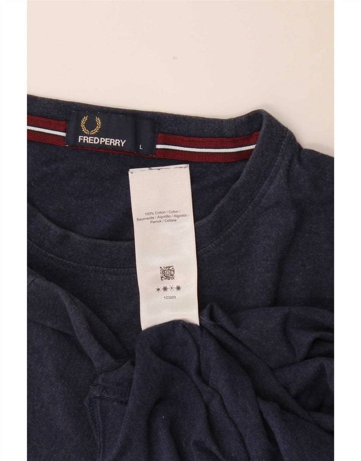 Camiseta masculina Fred Perry grande algodão azul marinho