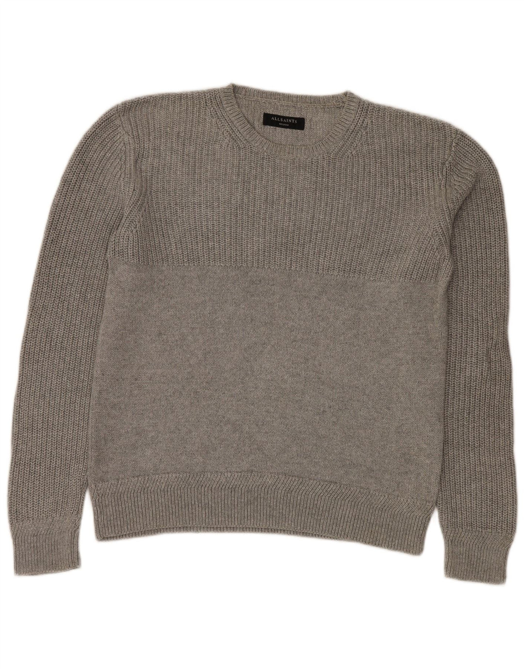 Suéter masculino All Saints com gola redonda e algodão cinza médio