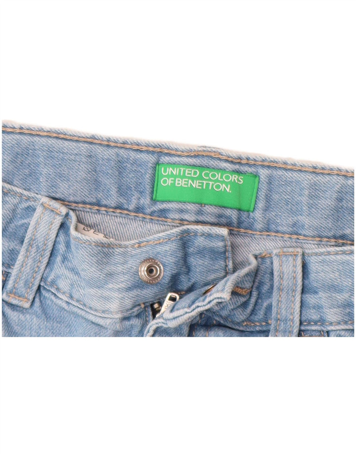 BENETTON Meninos Shorts Jeans 10-11 Anos W26 XL Azul Colorblock Algodão