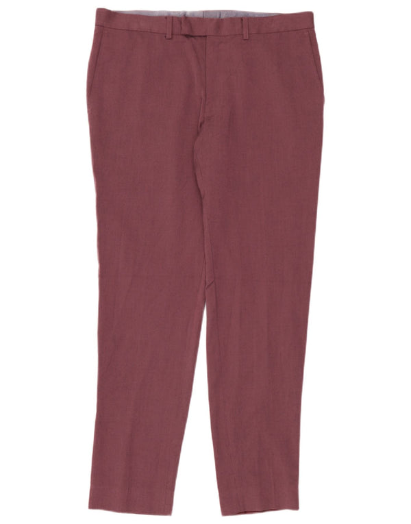 Calças masculinas Marks & Spencer Super Slim Fit Chino W34 L31 Borgonha