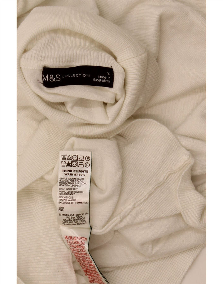 Suéter feminino Marks & Spencer com gola redonda Reino Unido 8 pequeno branco