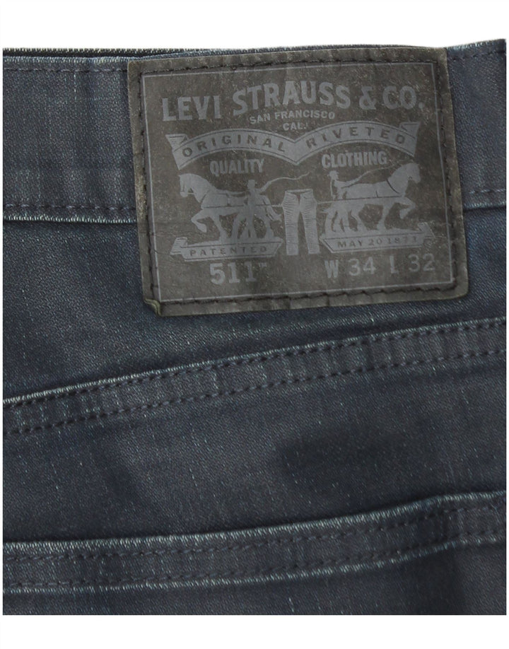 Levi's Masculino 511 Slim Jeans W34 L32 Azul Marinho Algodão