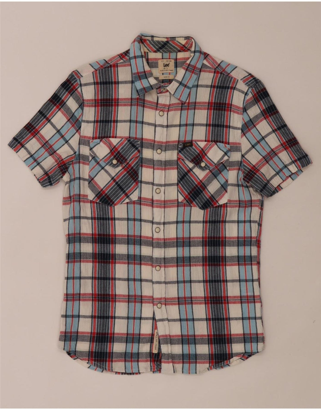 Camisa masculina de flanela de manga curta Lee grande algodão xadrez multicolorido