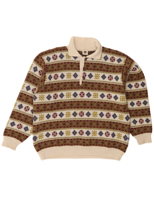Suéter masculino vintage com gola polo IT 50 médio multicolorido retrô