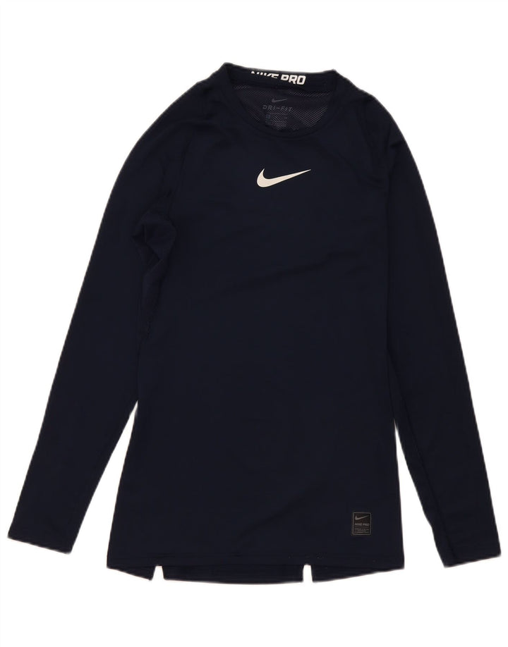 Top Nike Masculino Dri Fit Manga Longa Pequeno Poliéster Azul Marinho