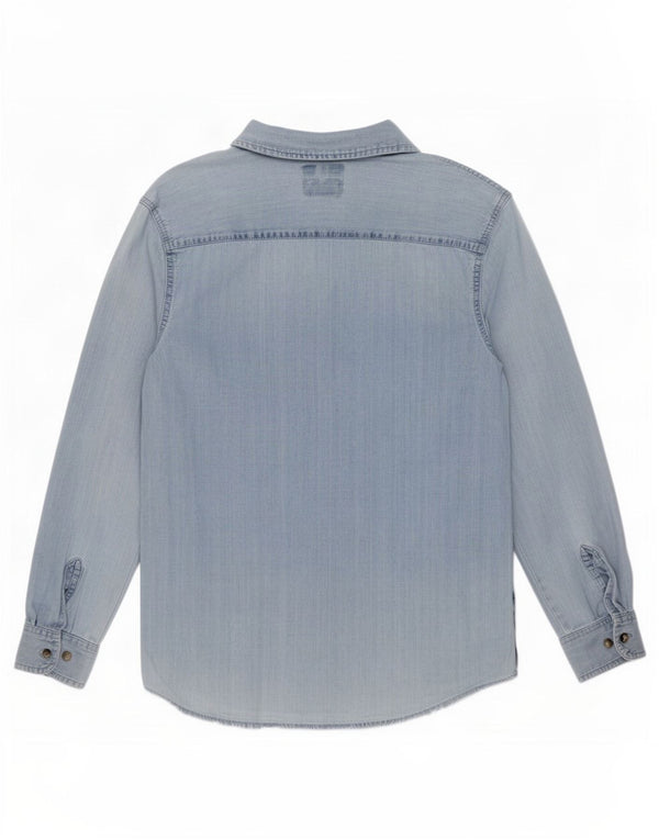 Camisa jeans Wrangler masculina azul médio algodão