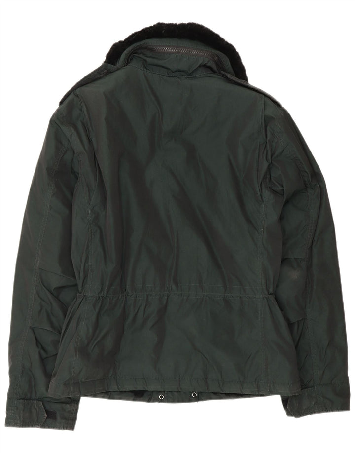 Jaqueta militar masculina Aspesi Reino Unido 38 poliéster Colourblock verde médio
