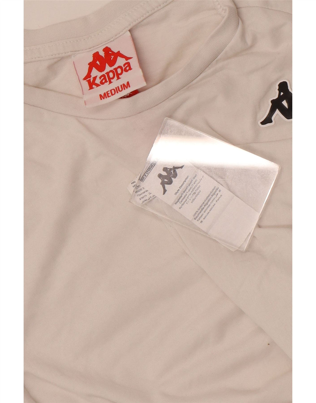 Camiseta gráfica masculina Kappa Top médio branco colorblock algodão