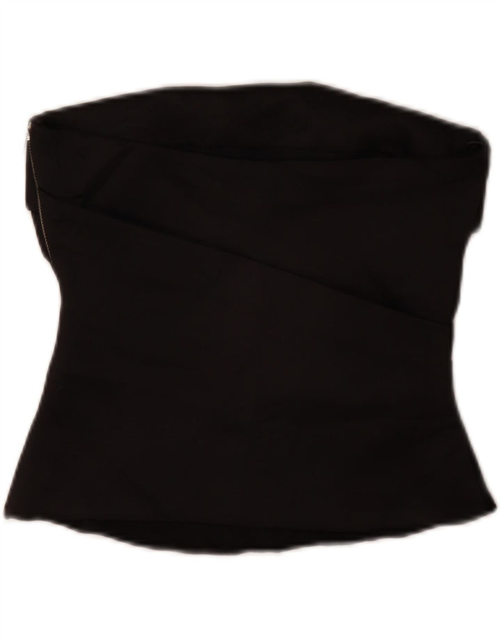 Zara Womens Crop Strapless Top UK 10 Pequeno Poliéster Preto