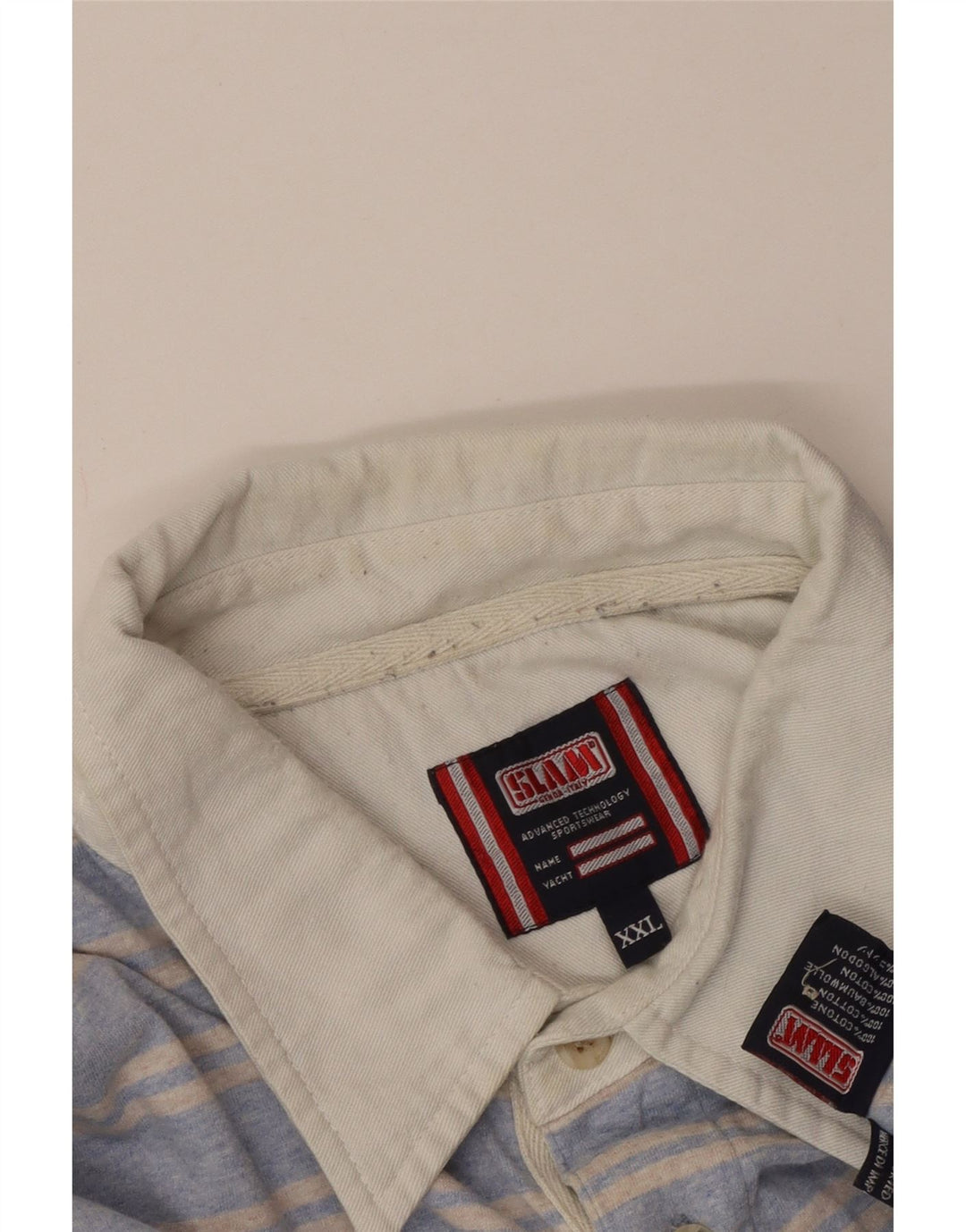 Camisa polo masculina de manga comprida Slam 2XL algodão listrado azul